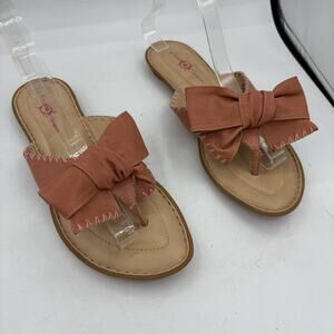 Born Crown Sandals Womens Size 8 Leather Orange Thong Flip Flop Bow Tie‎